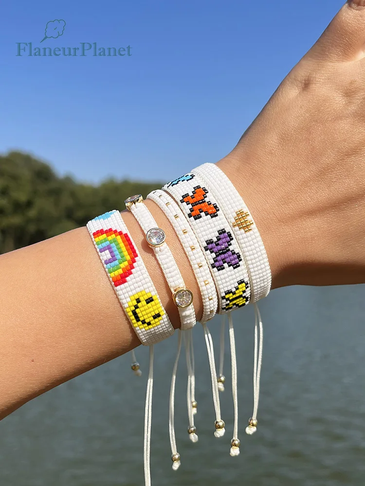 FlaneurPlanet Adjustable White Bracelets With Fashion Elements Butterfly