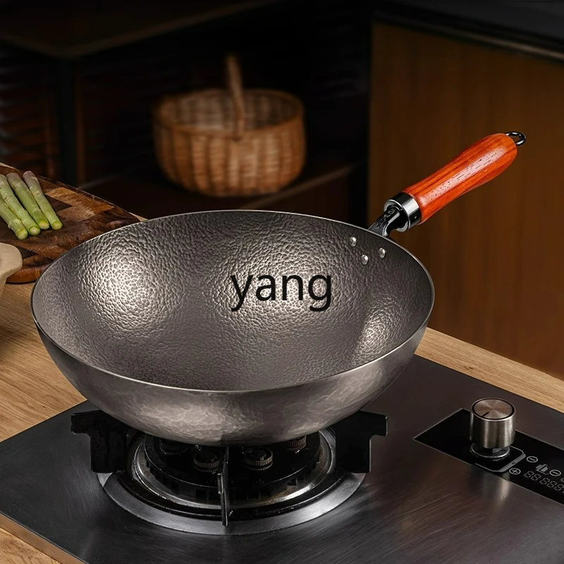 

LTT pure hand forged pure titanium round bottom frying pan non-stick wok