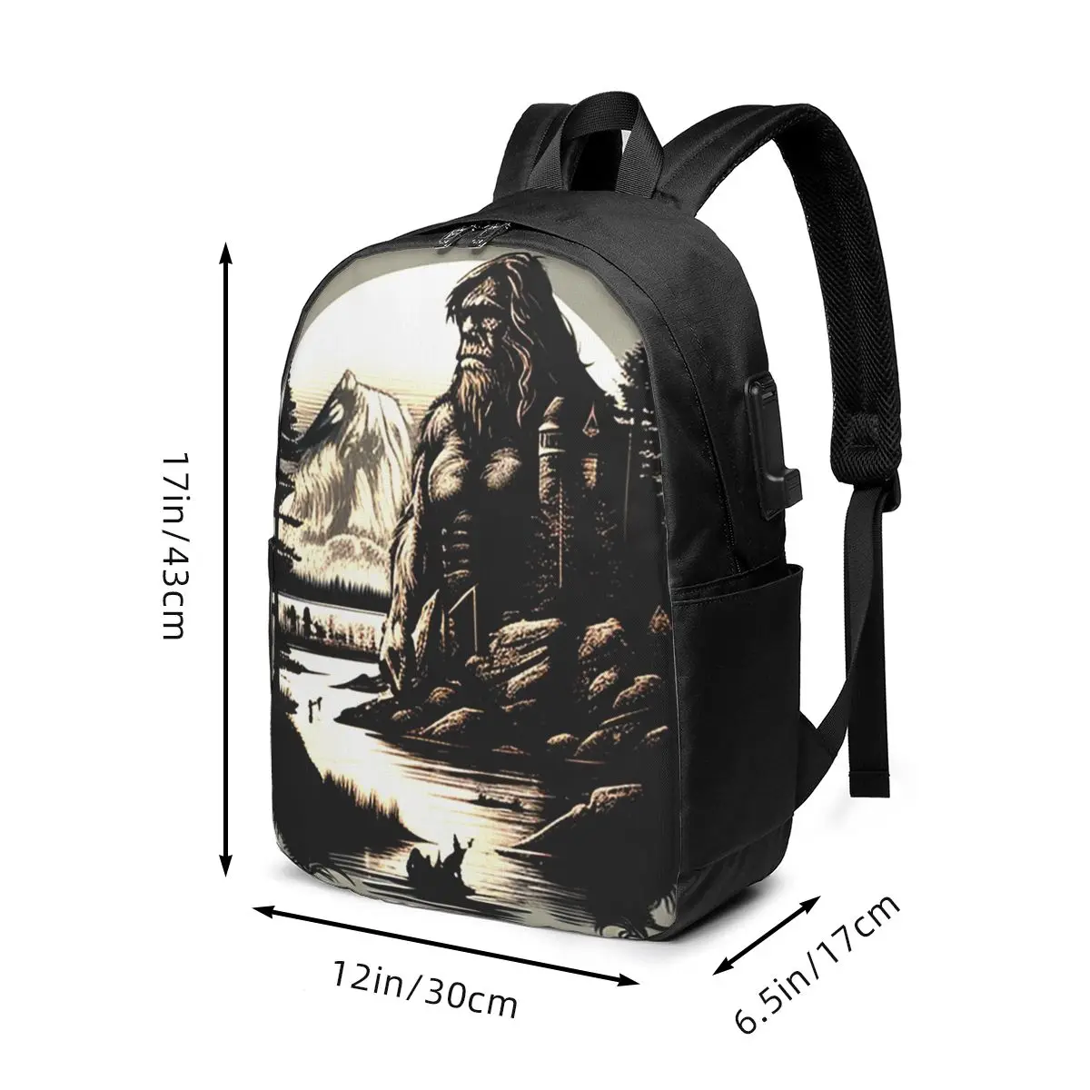 Bigfoot Sasquatch In The Middle Of A Lake Backpack Travel Notebook Bag Computer College Student School Bag Laptop Shoulder Bags