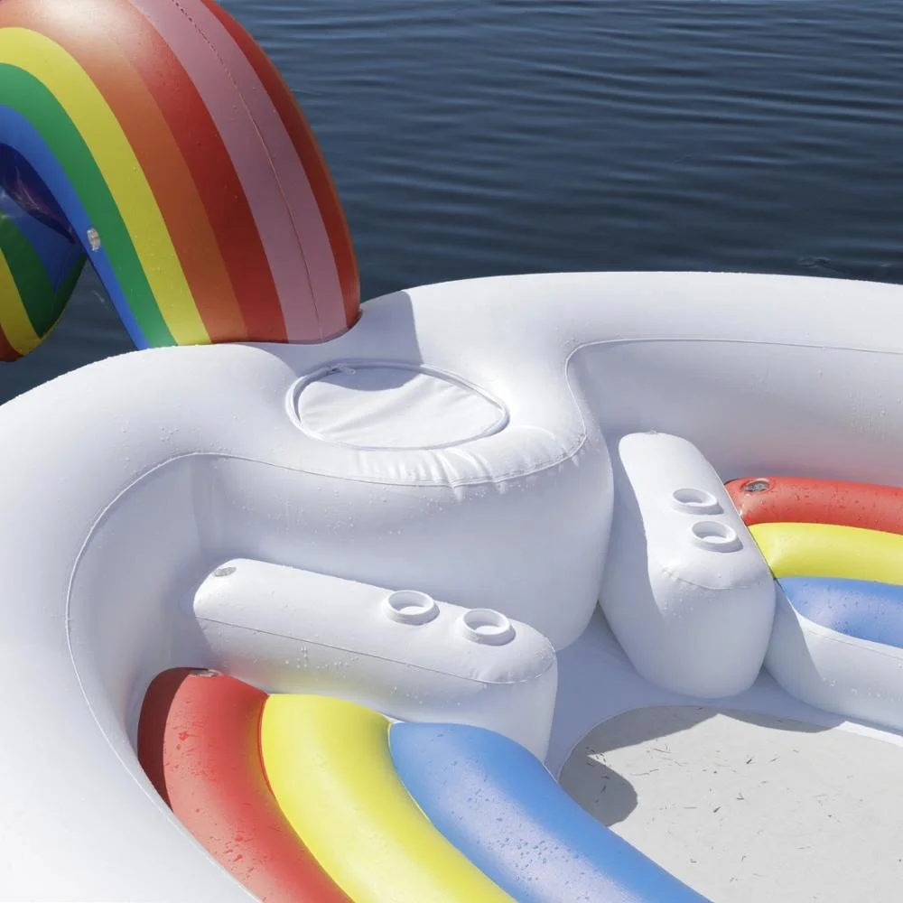 Huge 6 Person Inflatable Unicorn Floating Island Large Pool Float Beach Toy 6