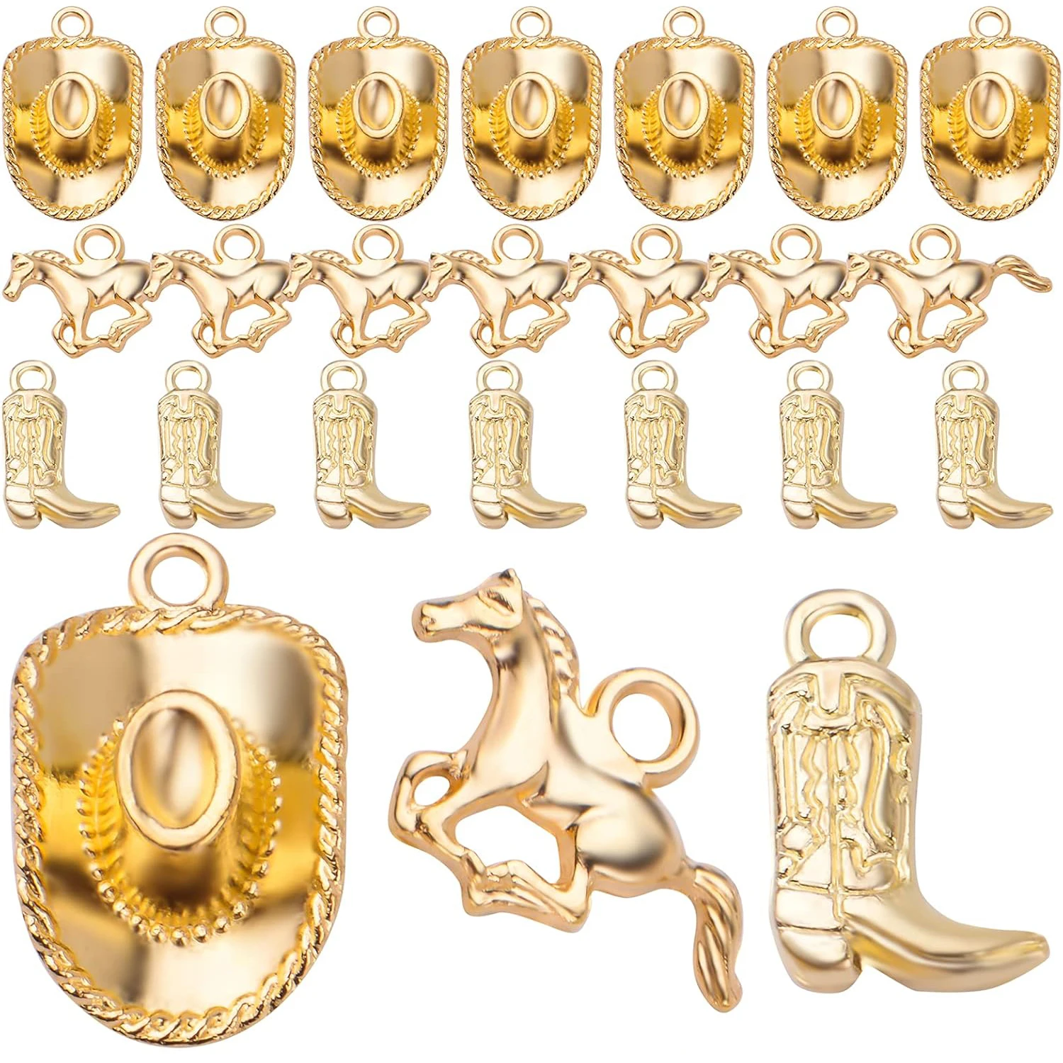 

60pcs Western Themed Cowboy Charms Alloy Cowboy Boot Horse Hat Pendants Charms Party Favors for DIY Earrings Bracelet Necklace