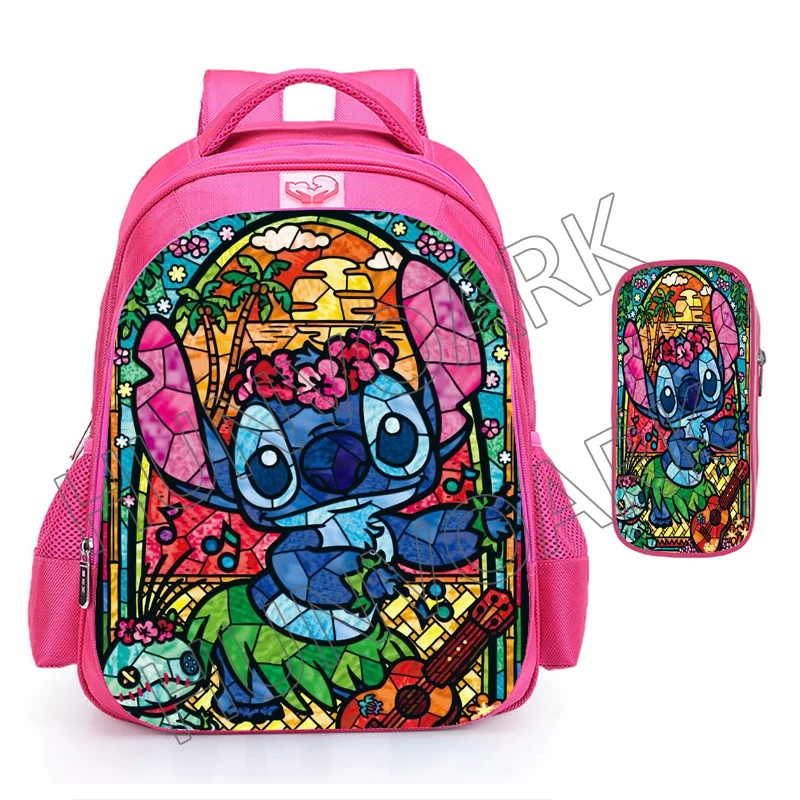 Mochila escolar leve impermeável para meninas, Lilo e Stitch, bolsa escolar fofa para estudantes, mochila de ombro para meninas, 1,2,3,4,5,6, notas