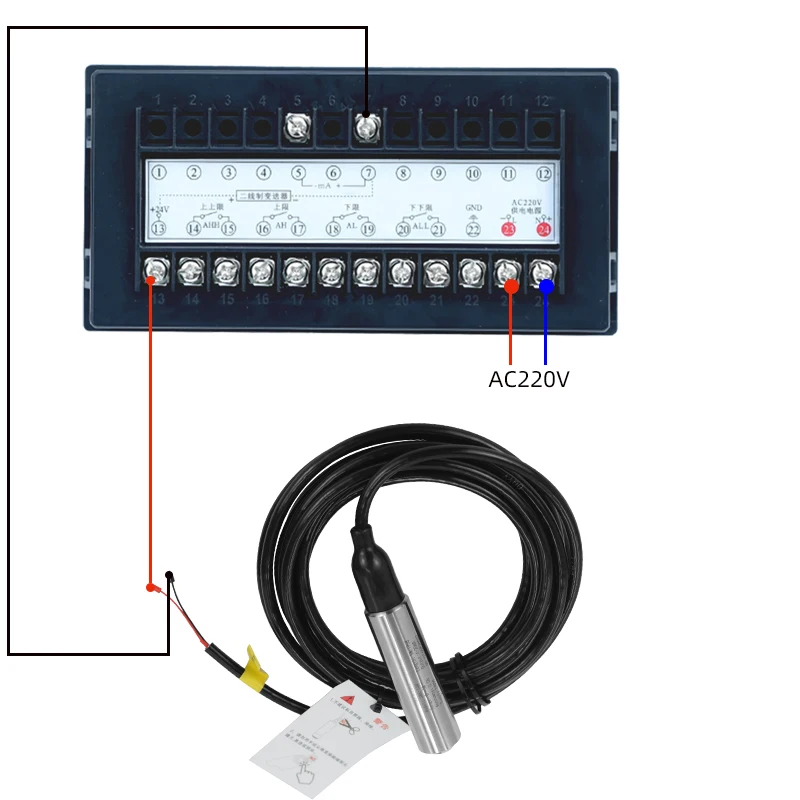 Liquid Oil Water Level Sensor Probe Transmitter Smart Controller 4-20MA Output Liquid Level Meter 4-20ma Alarm Output