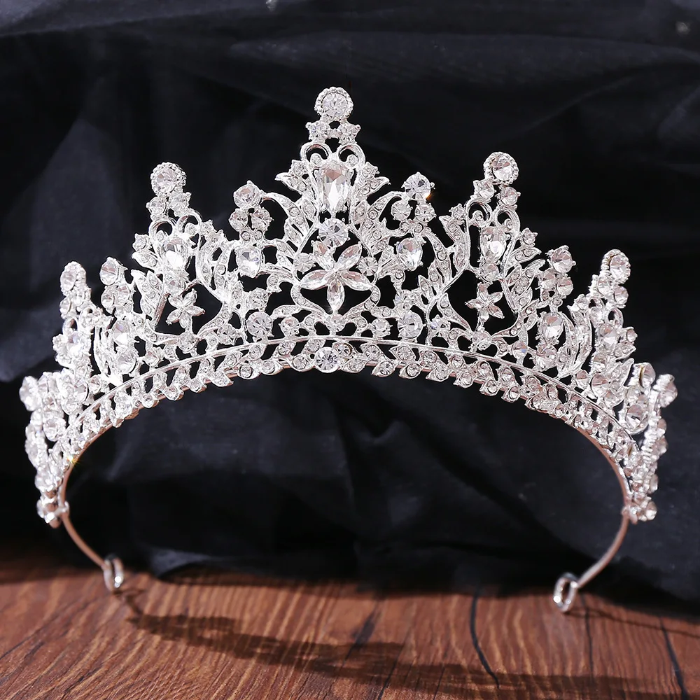 Baroque Korean Gold Color Rhinestone Crown Hair Accessories Luxury Crystal Tiara For Women Wedding Headdress Bridal Hair Jewelry