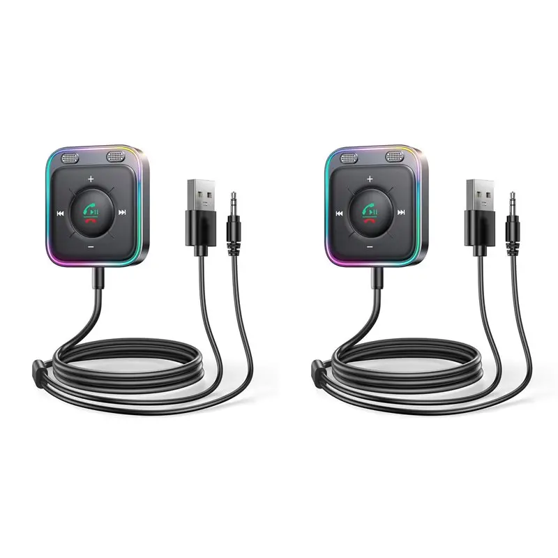 A98T 2X Joyroom Bluetooth 5.3 AUX Car Adapter Dual Mics Noise Cancellation Transmitter Hand Free Wireless Receiver