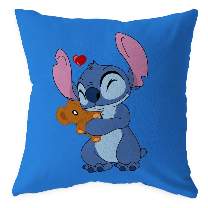 Disney Children's Bedroom Stitch Pillow Cushion Cover Blue Cartoon Pillow Case Kindergarten Boys And Girls 40x40cm