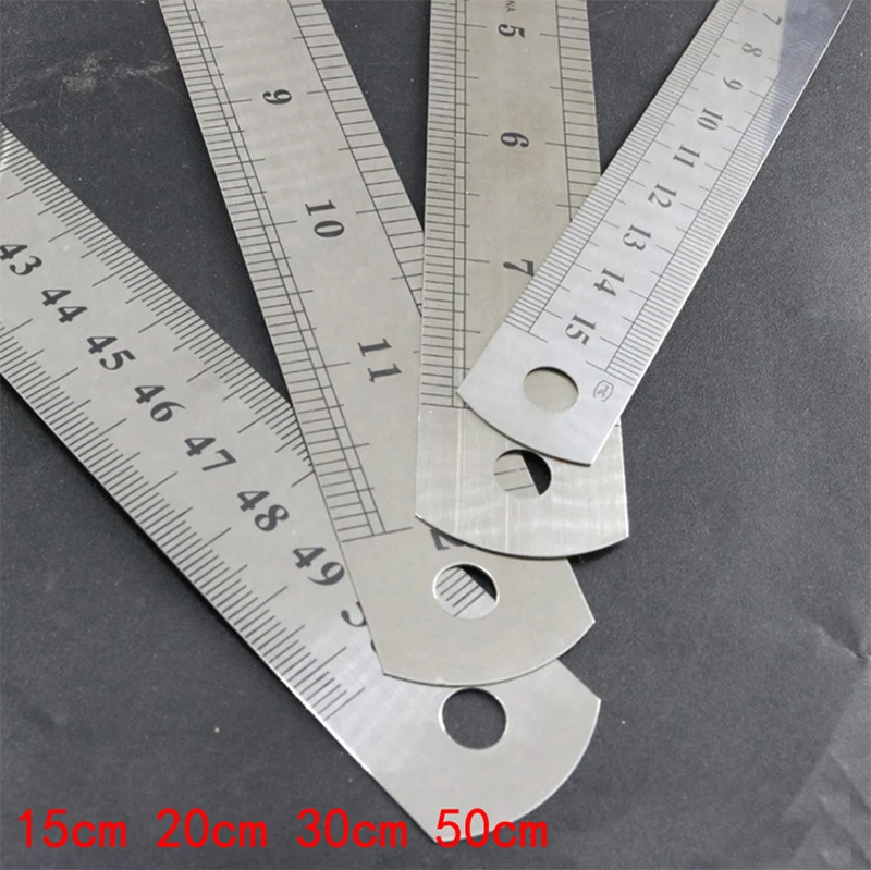 15/20/30/50cm Metric Stainless Steel Double Sided Ruler Straight Scale Precision Measuring Hand Tool Stationery Drafting Accesso
