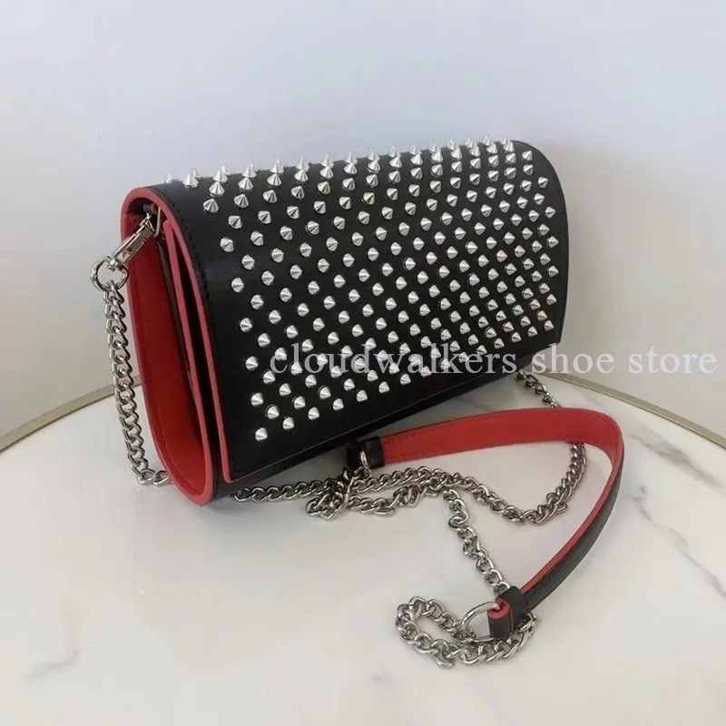 Fashion Matte Leather Rivet Decor Rectangular Women's Chain Bag Laminated Pillow Bag Shoulder Crossbody Bag Lady Daily Dress Bag