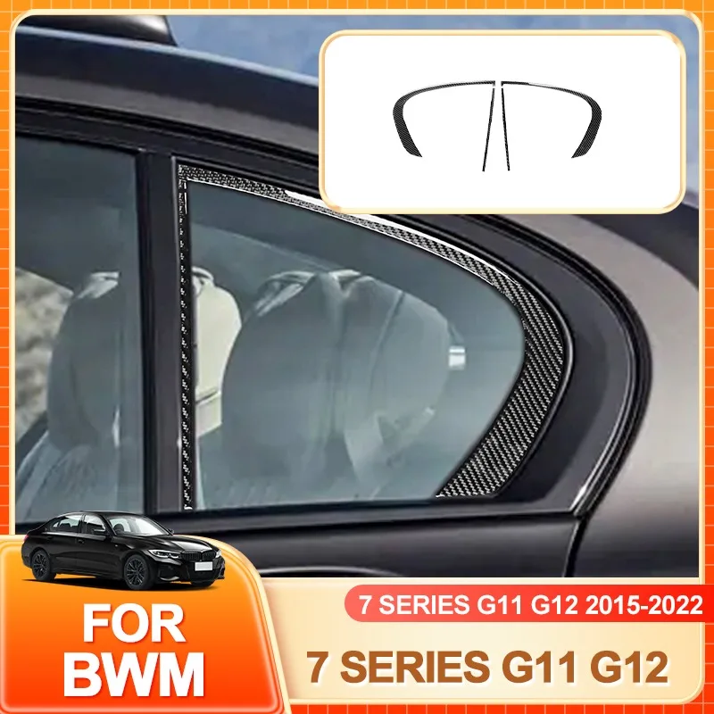 

Glasses Holder Hot Triangle Window Glass Panel Decoration Cover Sticker Trim For BMW 7 Series G11 G12 2015-2022 Carbon Fiber