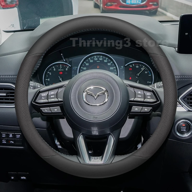 

Leather Car Steering Wheel Cover For MAZDA CX5 CX-5 AWD 2012-2026 Non-slip Covers For Covers Auto interior Mazda CX5 Accessories