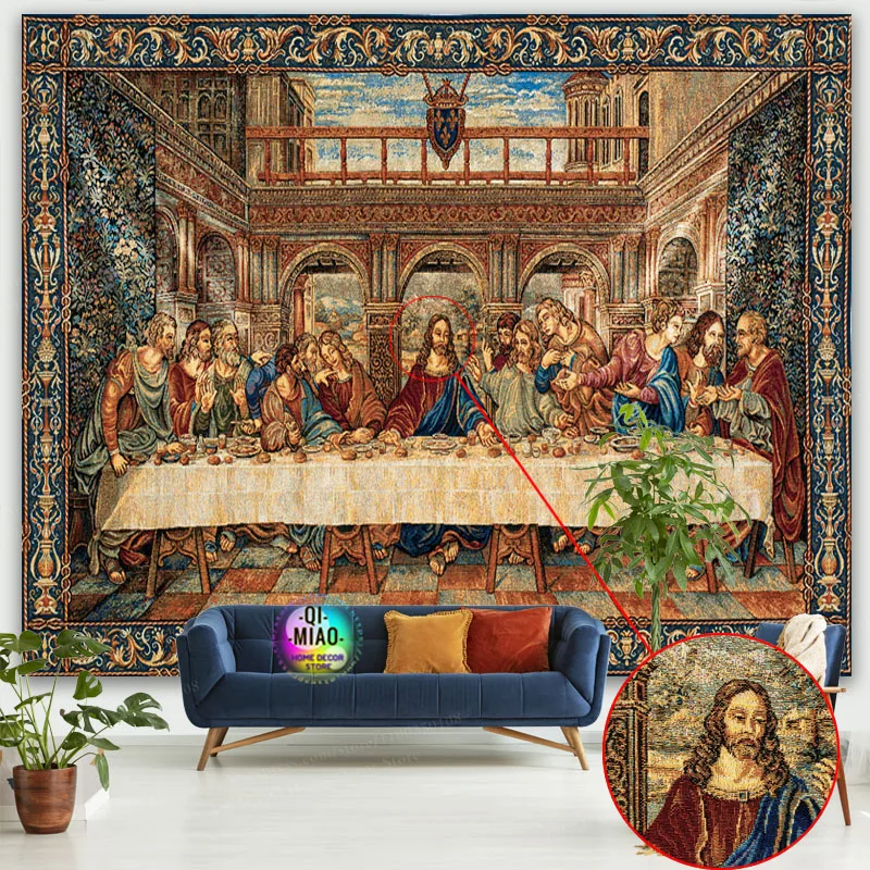 Tapiz de pared de Navidad de Jesús la Última Cena, decoración de pared de Pascua, decoración de habitación, decoración del hogar de Cristo, tela