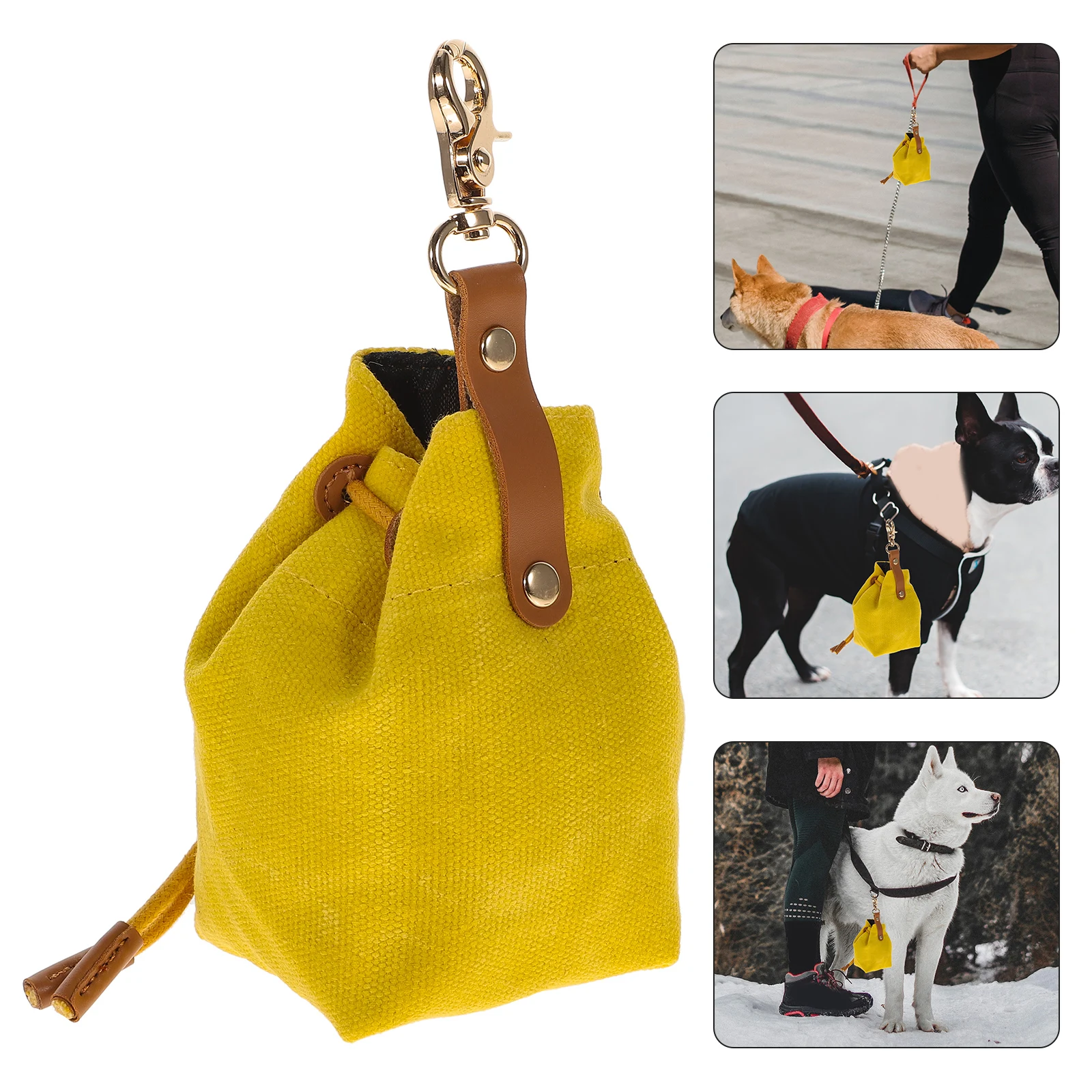 

1Pc Yellow Portable Dog Food Storage Bag Puppy Treat Pouch Dog Walking Snack Holder Outdoor Training