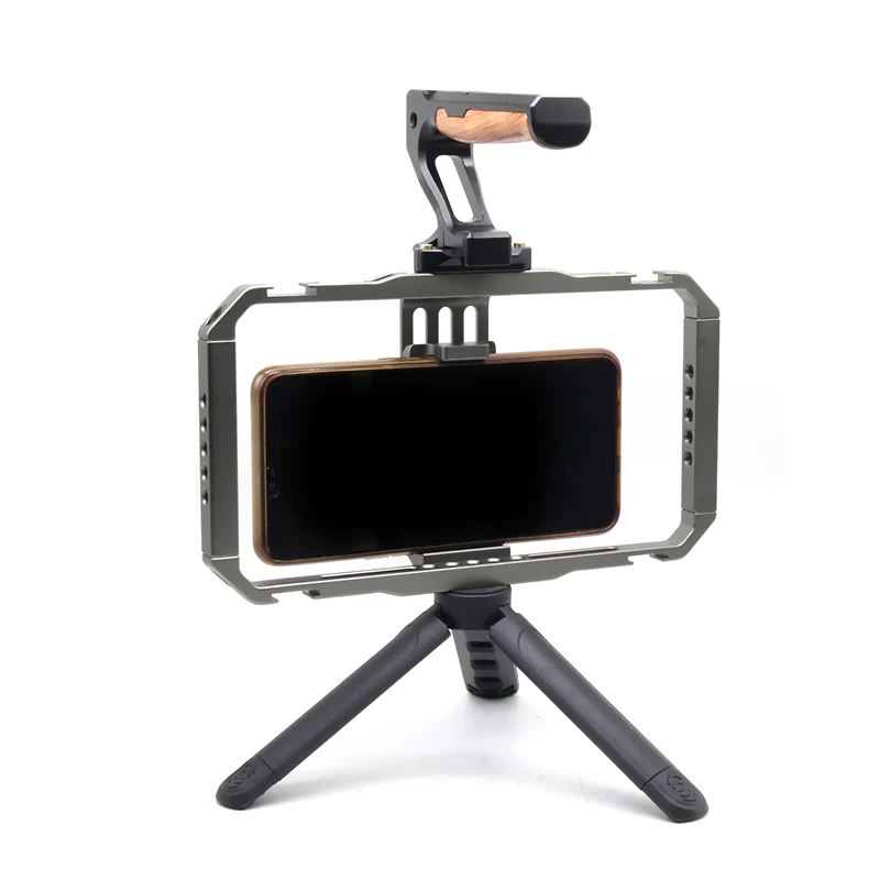 M-REMOTE Smartphone Video Rig w 2 Shoe Mounts Filmmaking Metal Case Handheld Phone Video Stabilizer Grip Tripod Mount Stand 4.8