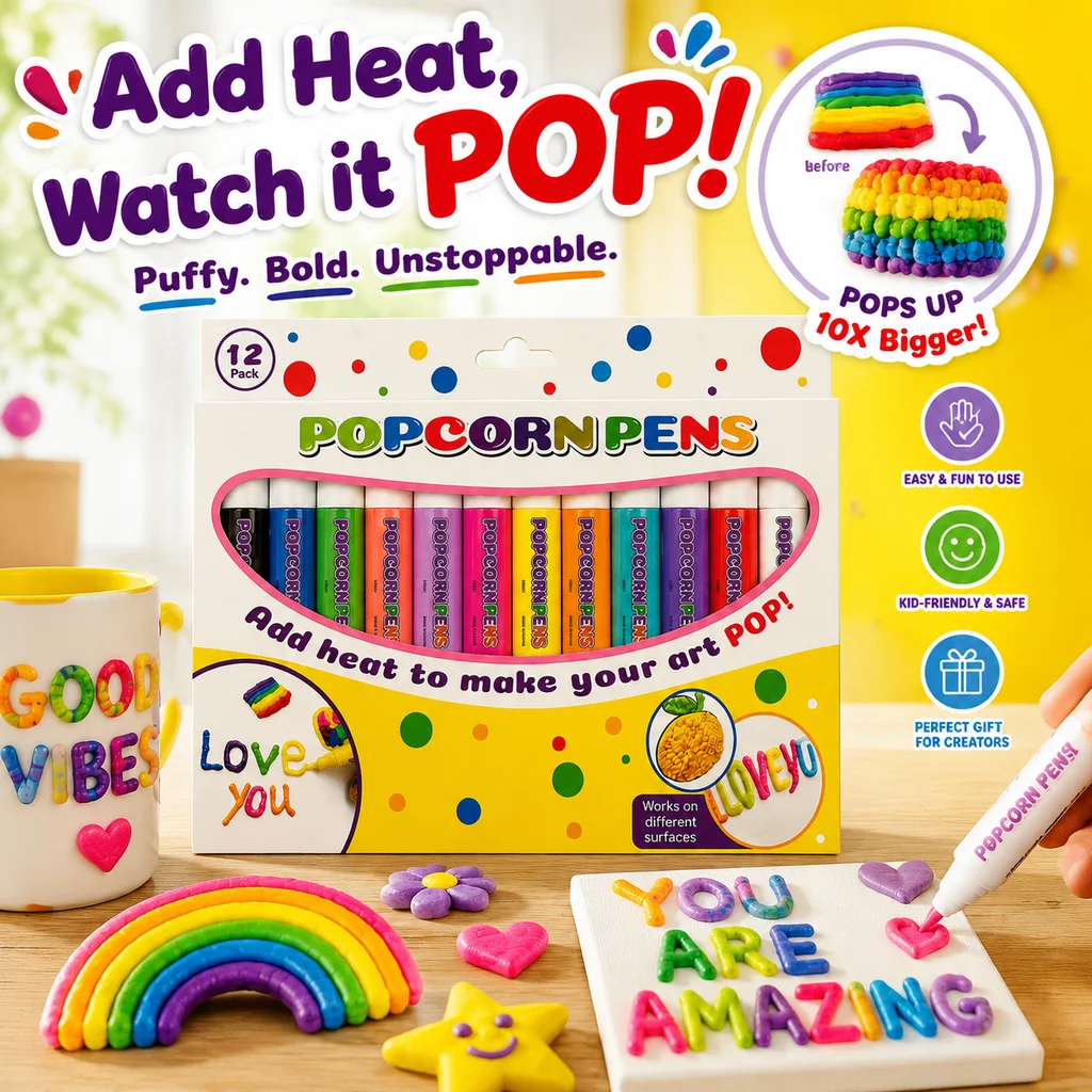 12 Color 3D Magic Pop Pens Heat Activated Drawing Pencil DIY Craft Pens Journal Decoration Greeting Card Art Supplies 12Pcs