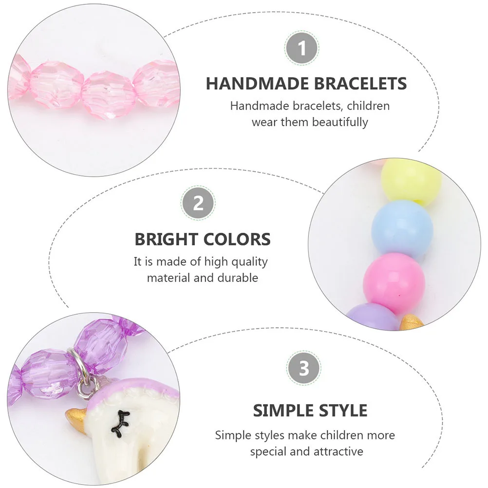 

5 Pcs Candy Colored Children's Bracelet Colorful Beads Bracelets Acrylic Unicorn Kids Gifts Wrist Decor Elastic