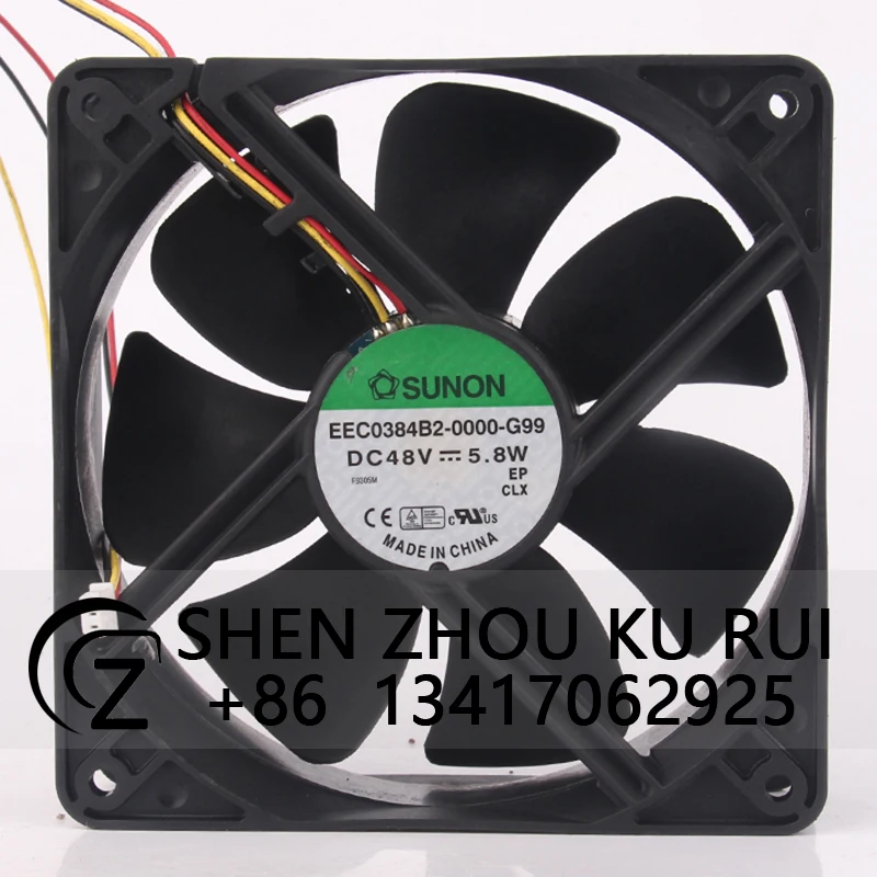 EEC0384B2-0000-G99 Case Fan for SUNON 120*120*38MM 12CM 12038 48V Dual Ball Bearing Inverter High Airflow Cooling Fan