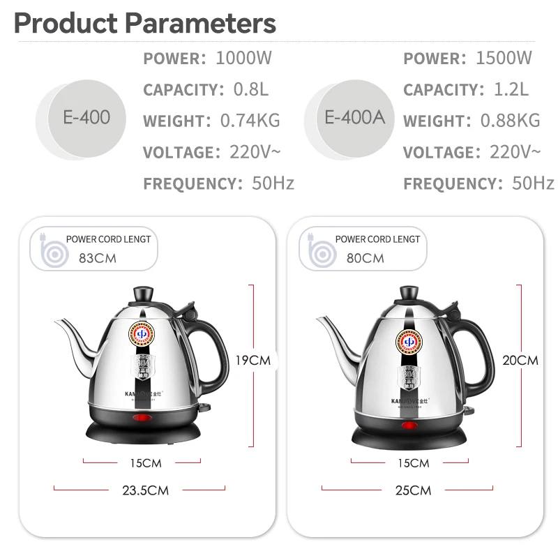 KAMJOVE czajnik elektryczny inteligentny czajnik ze stali nierdzewnej 304, samowar 0,8 l/1,2 l herbata kawa elektryczny termo garnek sprzęt kuchenny