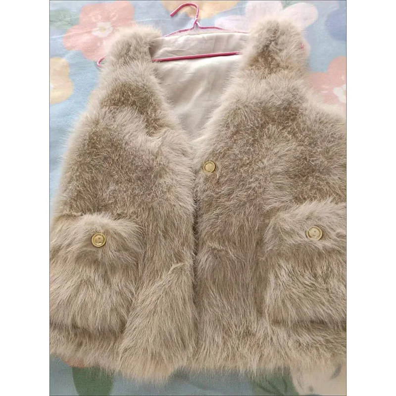 2026 neue kleine duftende Stil helle Khaki Lammfell Weste Jacke Damen Herbst Winter Nerz Pelz einteilige Weste kurze Outwear