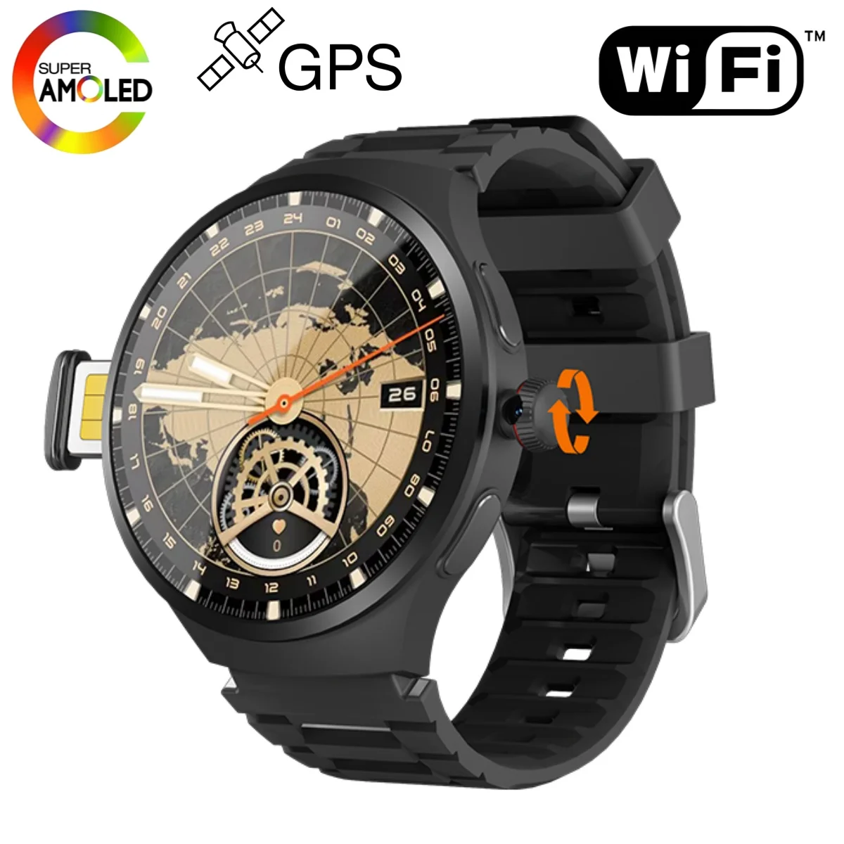 

Original VP50 Smartwatch 4G/5G Sim Card Android 10.0 System 180° Pull out Camera GPS WIFI Play Game Compass NFC WIFI Smart Watch