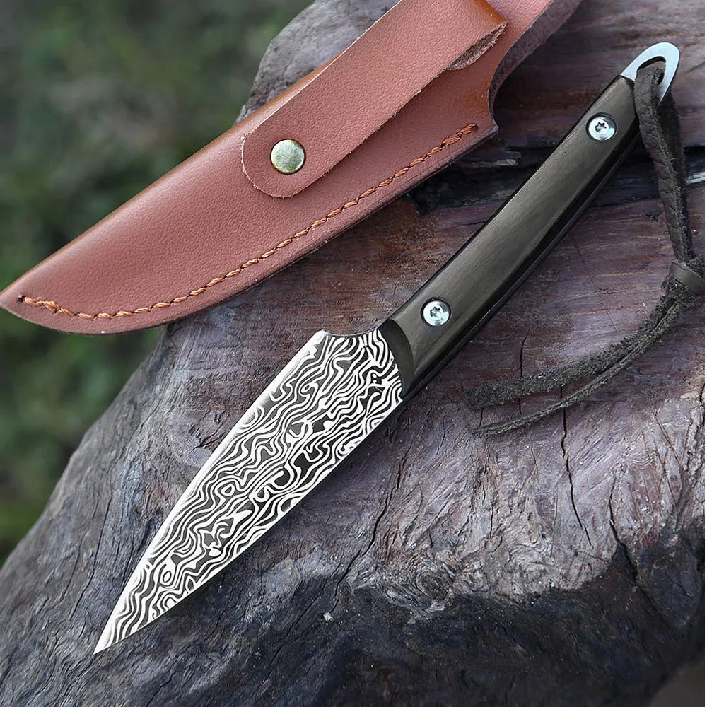 

Damascus Pattern Kitchen Knife 5CR15 Meat Knife Forged Butcher Knife Boning Knife Stainless Steel Chinese Utility Knives