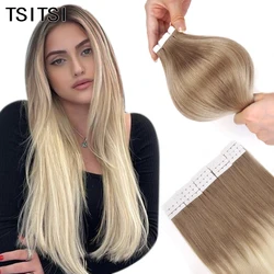 TSITSI Hair Extensions ผมมนุษย์สี Ombre Mini เทปต่อผมที่มองไม่เห็น Weft กาวเทป Ins สําหรับผู้หญิง