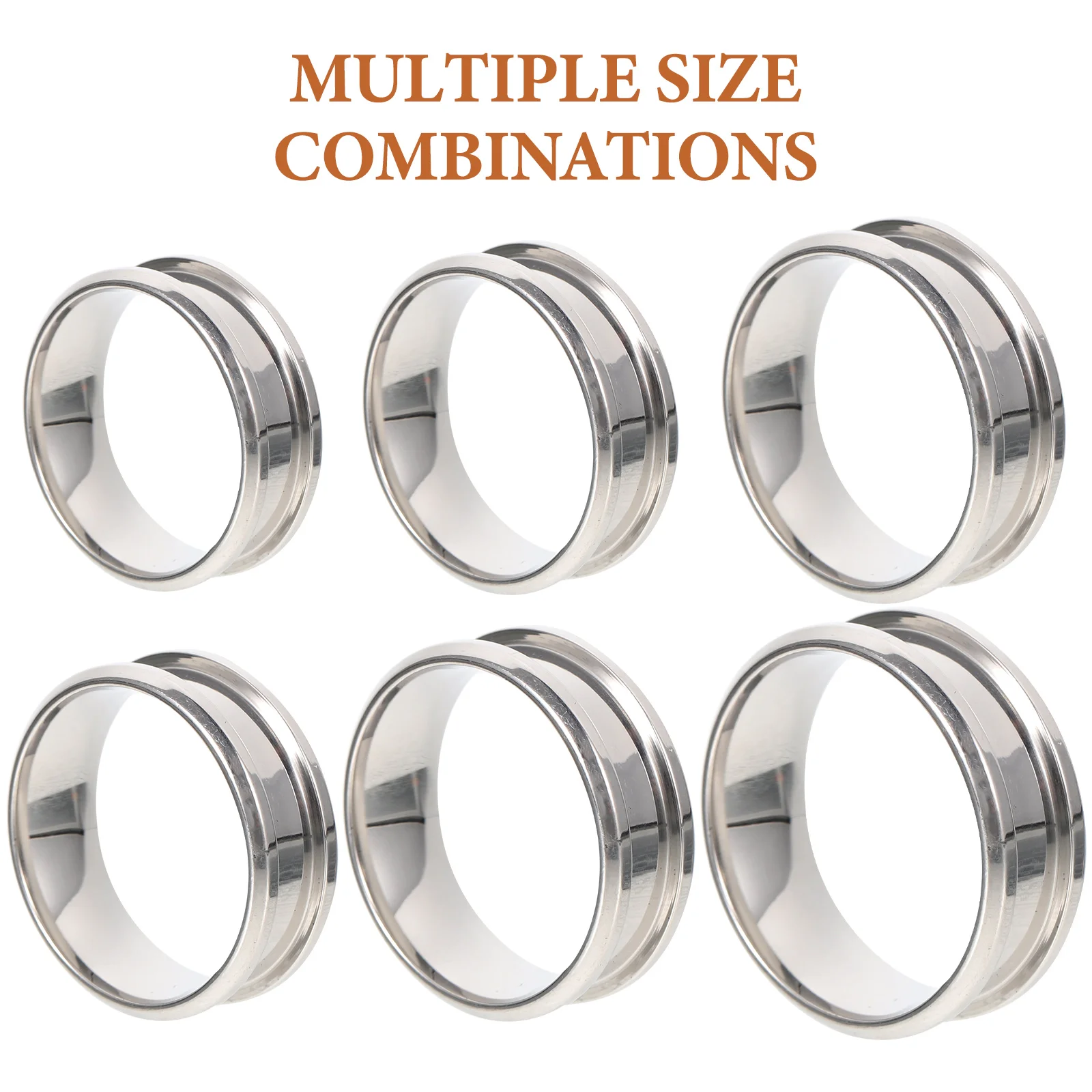 18 Pcs Jewelry Fluted Ring Core Blank Finger Silver Rings Smooth Stainless Steel Man