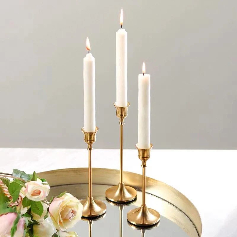 3Pcs/Set European Style Metal Candle Holders Simple Golden Wedding Decoration Bar Party Living Room Decor Candlestick Home Decor