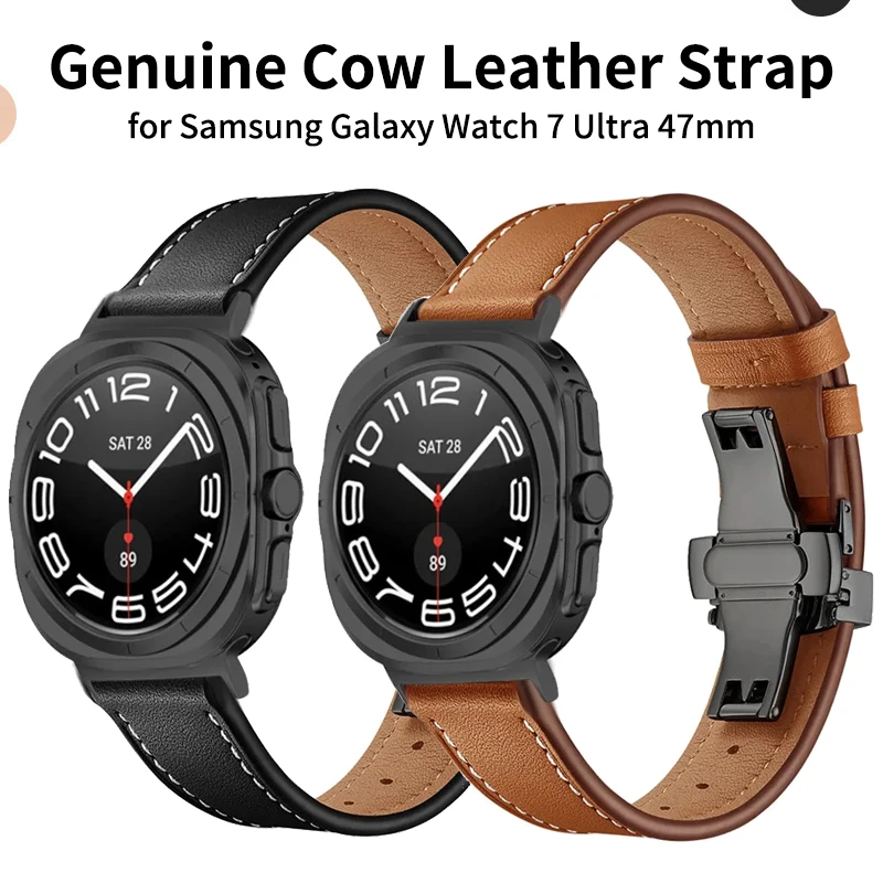 

Leather Band for Samsung Galaxy Watch 7 Ultra 47mm Strap SmartWatch Bracelet for Galaxy Watch 7Ultra Wristband Correa No Gaps