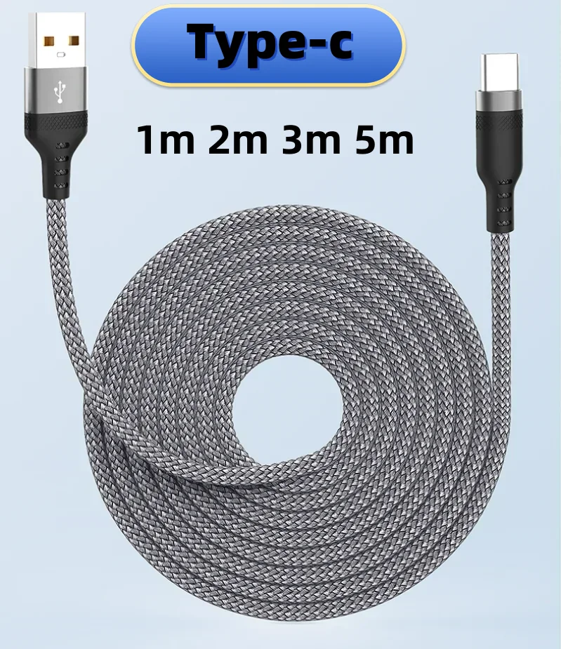 

6A Ultra Long USB Type C Fast Charger Cord Braided 5M 3M 2M 1M Type-C Equipment Cable or Samsung Xiaomi Oppo Oneplus Vr Camera