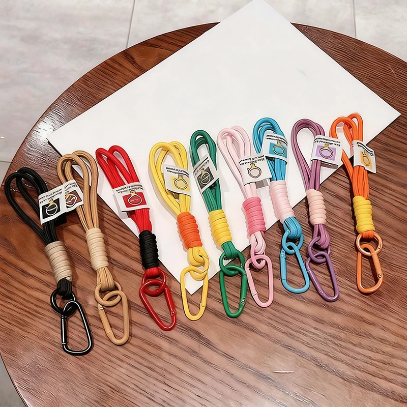 Kreative Schillernde Geflecht Seil Schlüsselbund Karabiner Schlüssel Ring Für Tasche Anhänger Zubehör Hängen Schnur DIY Schmuck Machen – Detail 3