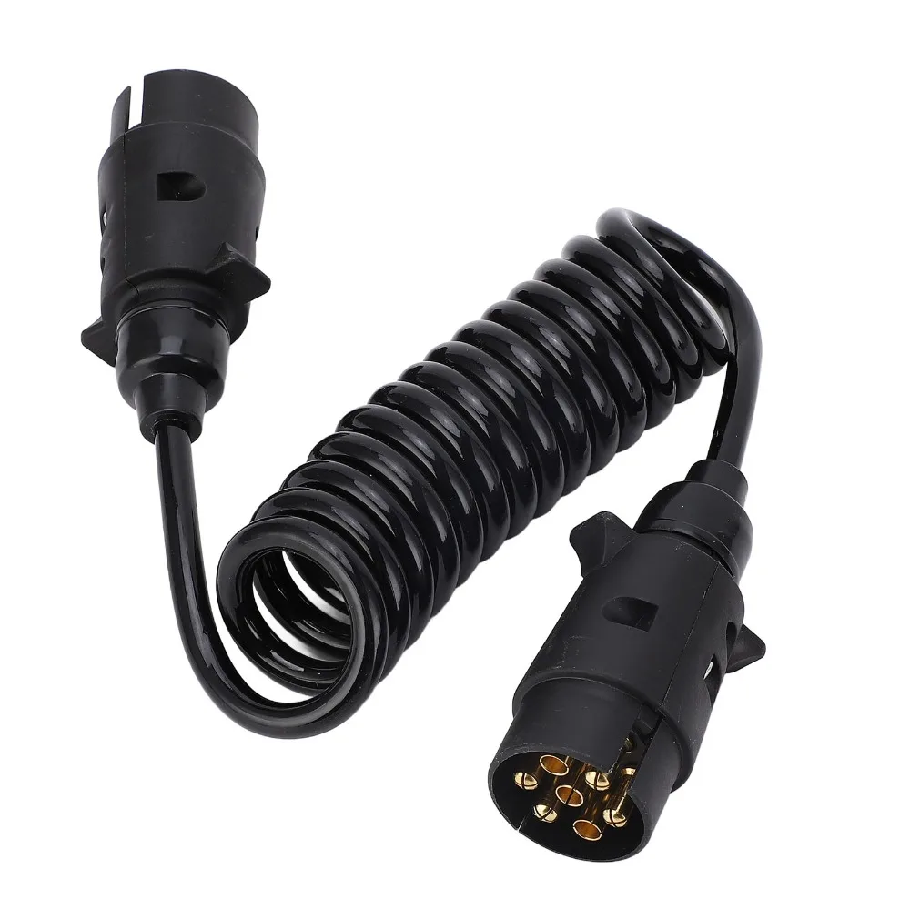 Durable 12V/24V Trailer Spring Wire 2M 7 Core Trailer Coil Cable Towing Coiled Wire Boats