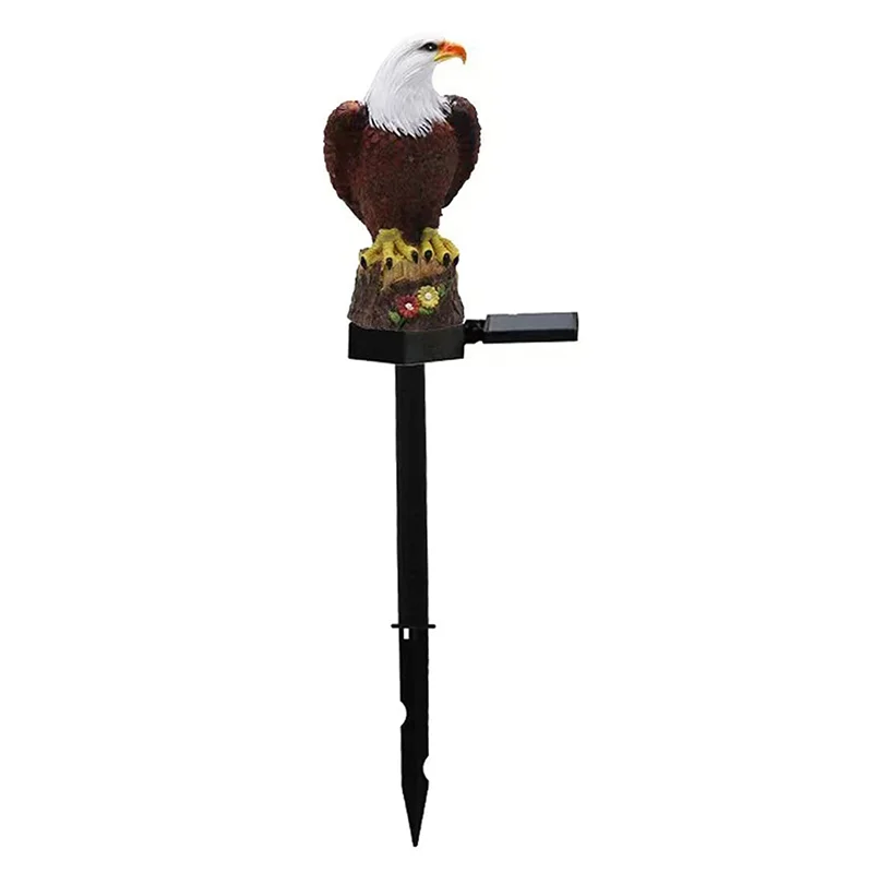 Solar Garden Light Resin Bald Eagle Figurine Dusk Dawn Solar Yard Light Animal Solar Stake Light Outdoor Decorative