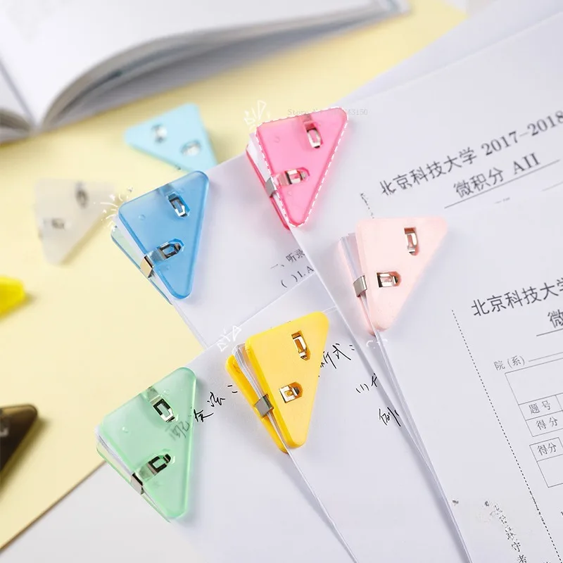 Multi-functional Triangle Clip Creative Right Angle Corner Clip School Office Supplies Student Test Paper Corner Anti-curling