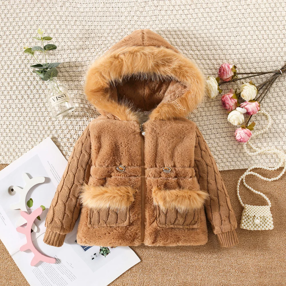 1 2 3 4 Jahre Winter Baby Mädchen Plüschjacke Verdickte Wärmende Mädchen Pullover Mantel Modische Kleinkind Kapuzenjacke Kinderkleidung – Detail 3