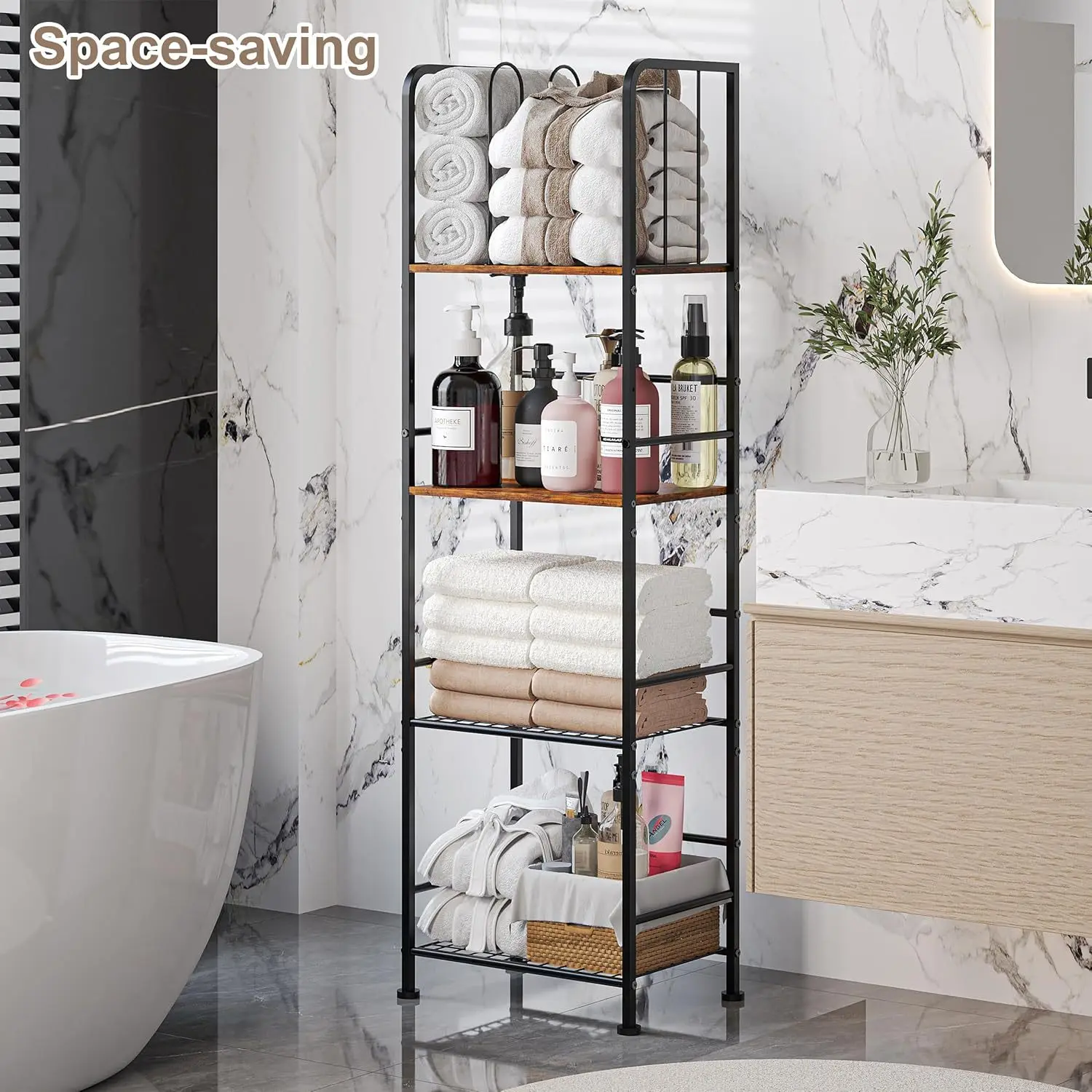 Freestanding 4-layer towel rack Removable baffle Durable metal towel rack for bathroom pool rack