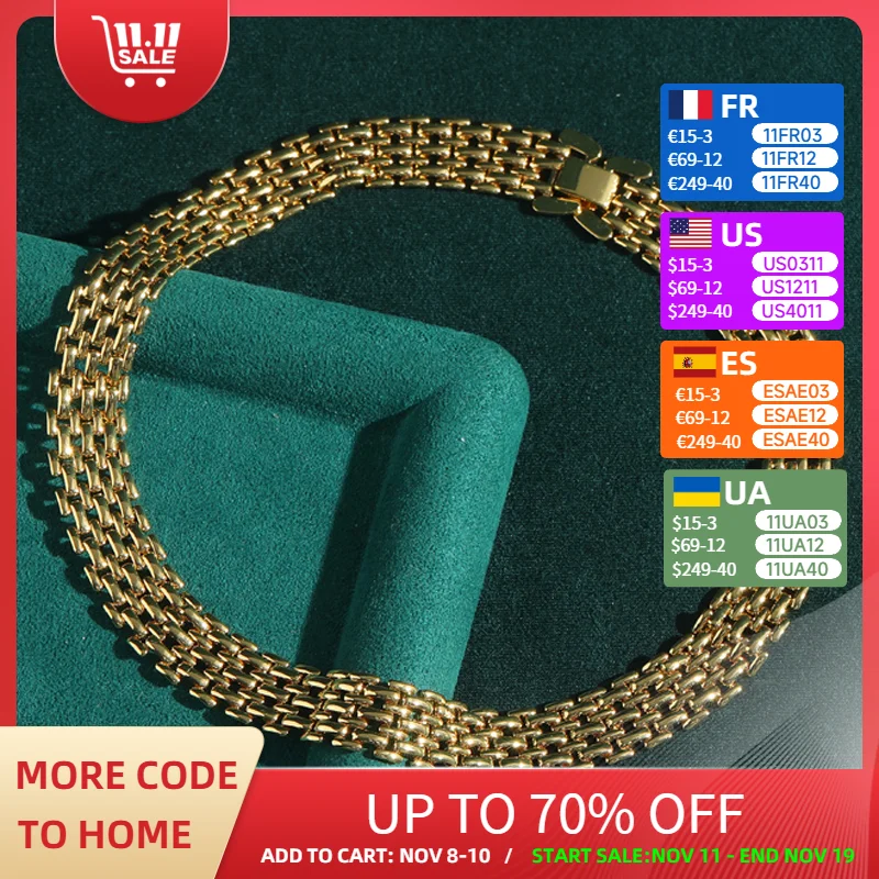 

Vintage Gold Color Chain Collar Choker Necklace For Woman Antique Luxury Quality Jewelry Retro Wedding Gift New In 2025 Trend