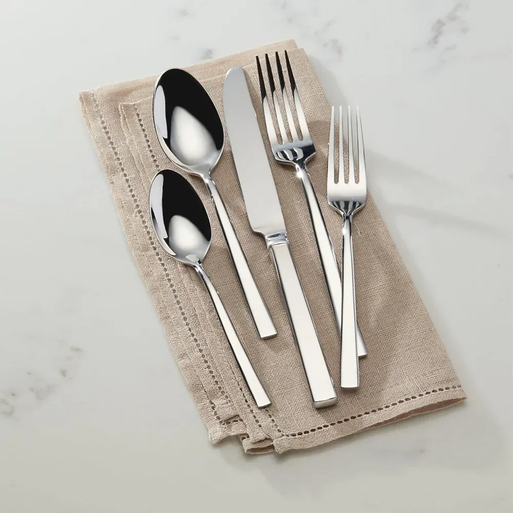 Cole 65Pc Flatware Set, 65 Piece, Silver spoon set