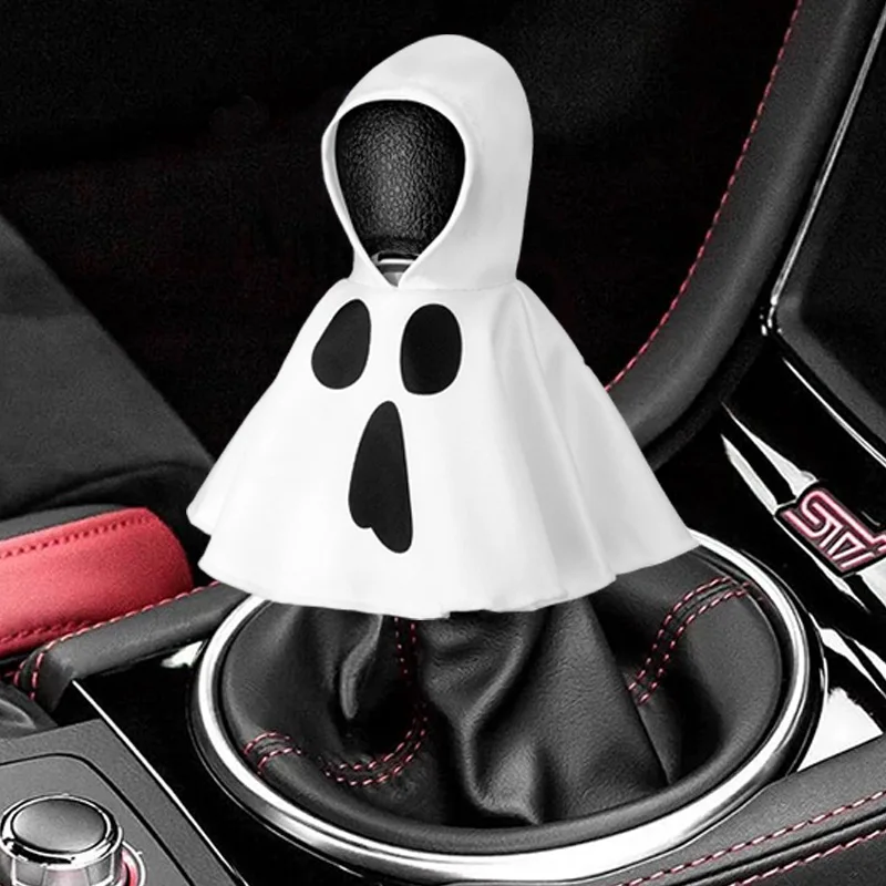1Piece Ghost Hoodie Gear Shift Cover with Cape Halloween Car Decor Shift Knob Protector Sleeve Universal Auto Accessory
