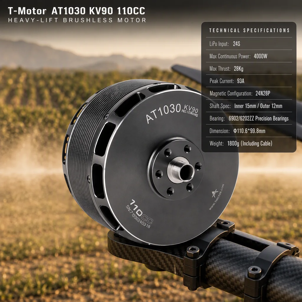 T-MOTOR AT1030 90KV 110CC High-Voltage BLDC Motor 24S LiPo 28kg Thrust For Large Payload VTOL Delivery Survey