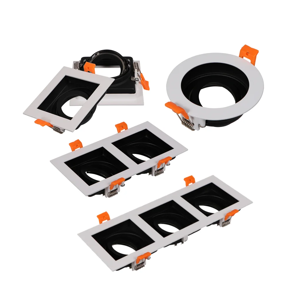 Round Square Recessed LED Ceiling Trim Ring MR16 Halogen Bulb Luminaire Bracket LED Spotlight GU10 Frame LED Downlight
