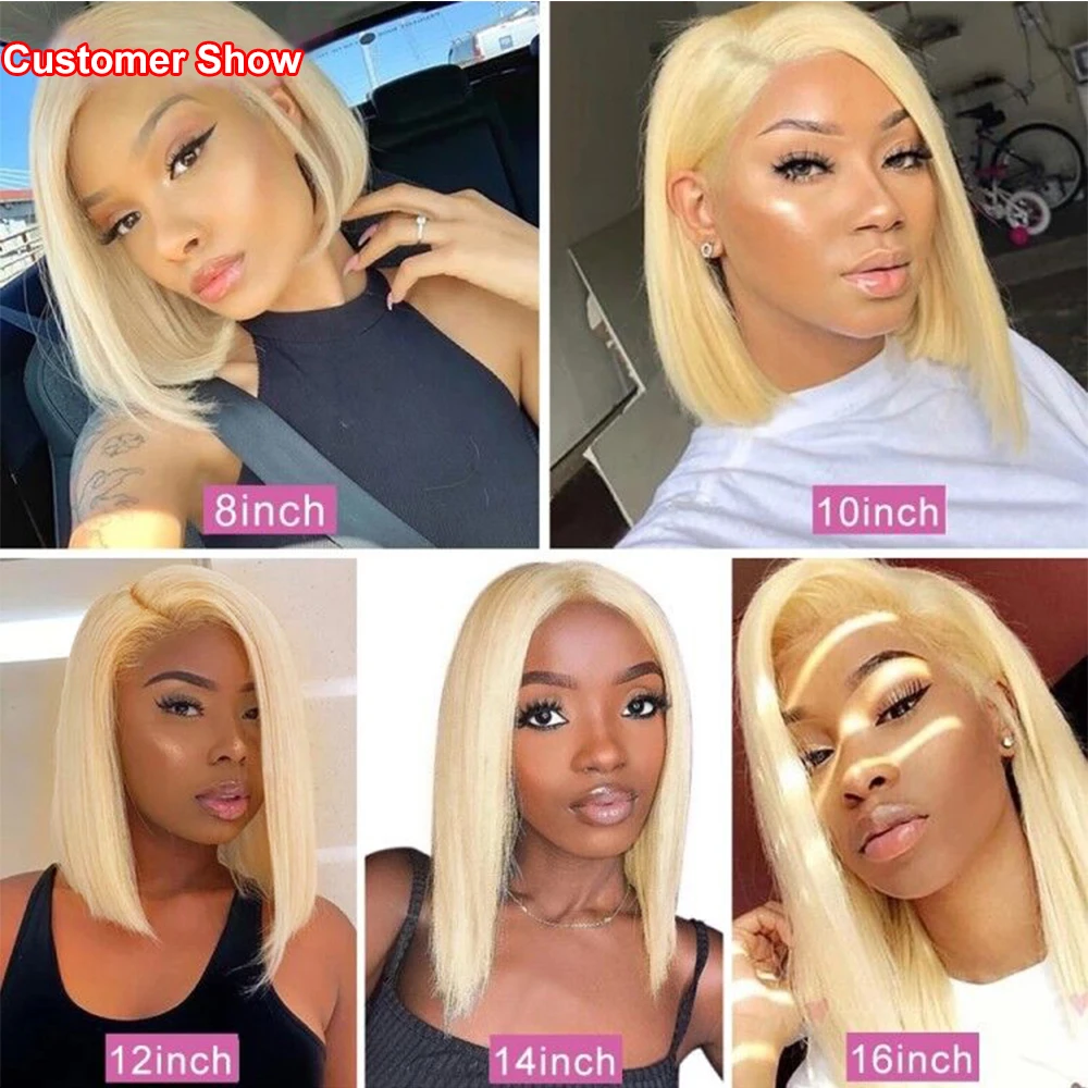 Blonde Bob Wig 613 Human Hair Wig Short 613 Bob Lace Font Wig for Women 613 Lace Frontal Wigs 13x4 Straight Bob Human Hair Wigs image 4