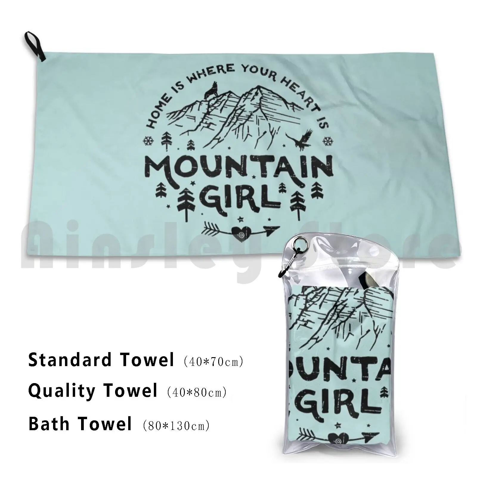 Mountain Girl Custom Towel Bath Towel Mountains Are Calling Home Girl Woman Women Heart Love Longing