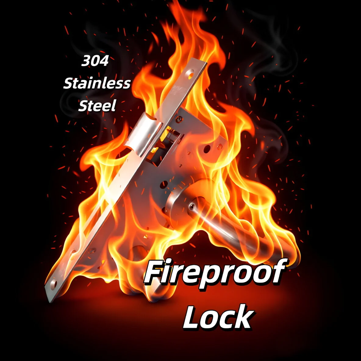 Fire-Rated Door Lock Set in 304 Stainless Steel Corrosion-Resistant Compliant with EN Standards for Commercial & Institution Use