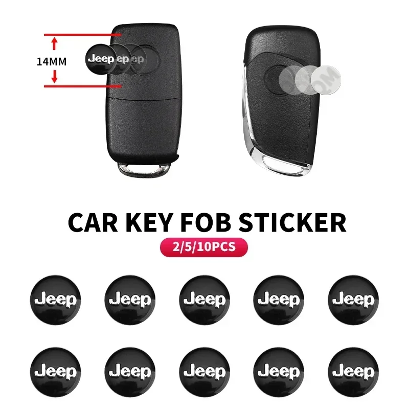 

2/5/10 шт. 14 мм наклейки-эмблемы для автомобильных ключей с квадратным логотипом для Jeep Renegade, Compass, Grand Cherokee, Wrangler JK, Patriot