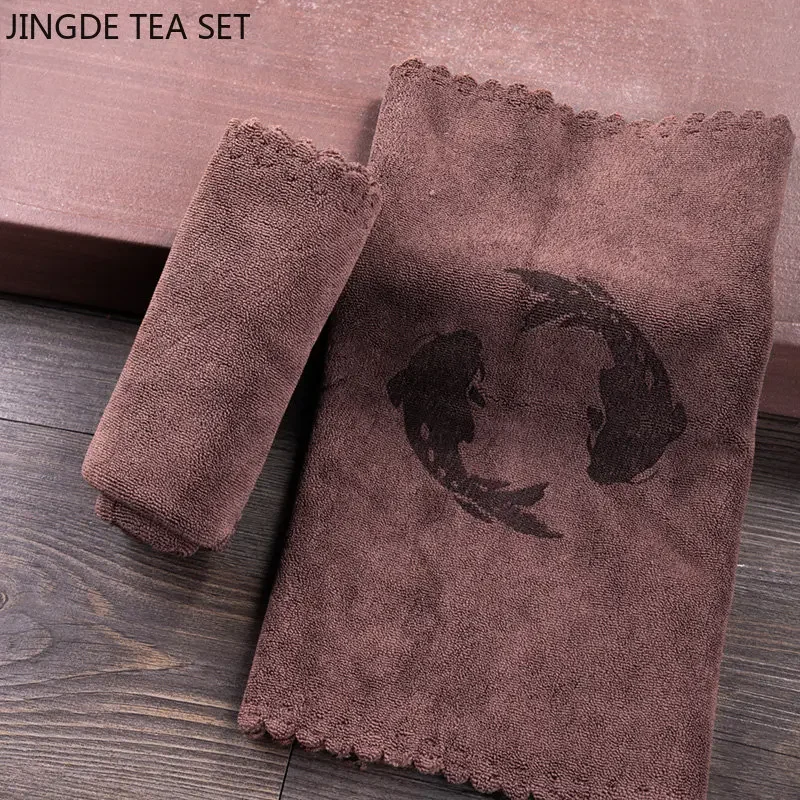 Terylene Cotton Thickened Water Absorbing Tea Towel Kitchen Bar Cleaning Cloth Towel Tea Table Teapot Mat Teaware Accessories