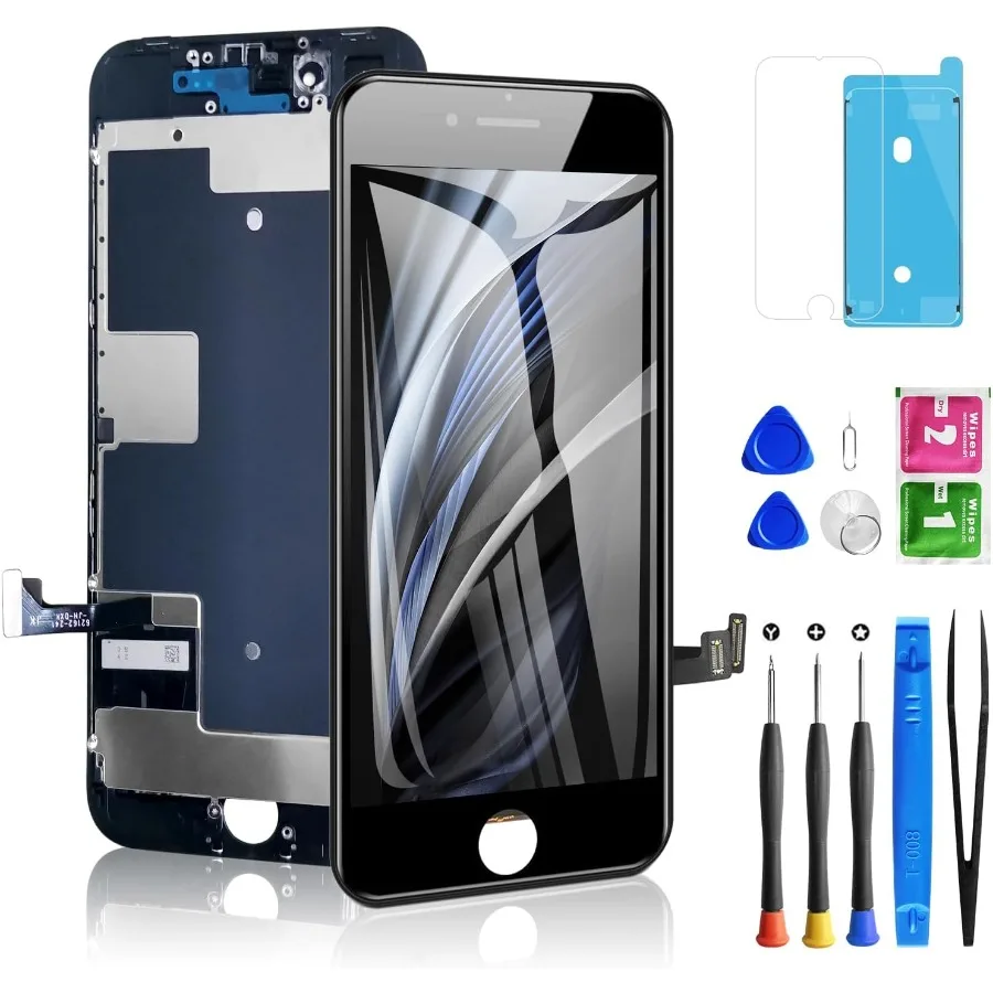 

Для iPhone 8 SE 2020, сменный экран 2-го поколения, черный ЖК-дисплей с дигитайзером сенсорного экрана с инструментами для ремонта для A2275 A2298 A2296
