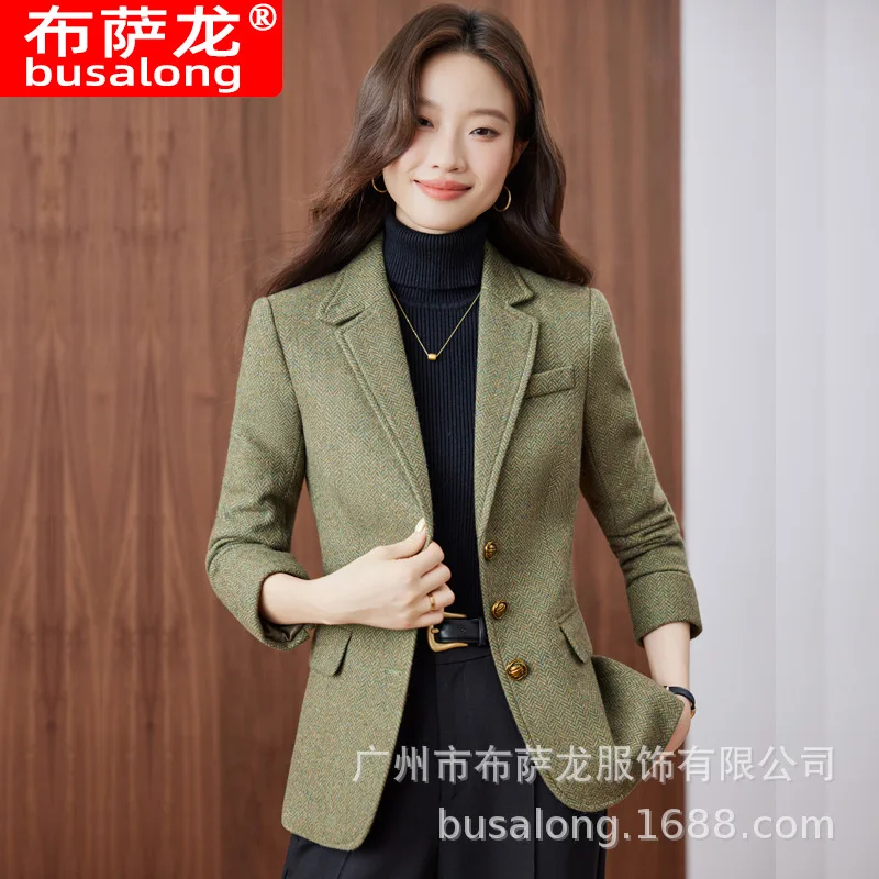 

2025Новый стильный модный костюм, повседневный женский профессиональный пиджак с длинными рукавами, официальная женская одинарная куртка, рабочая одежда2586