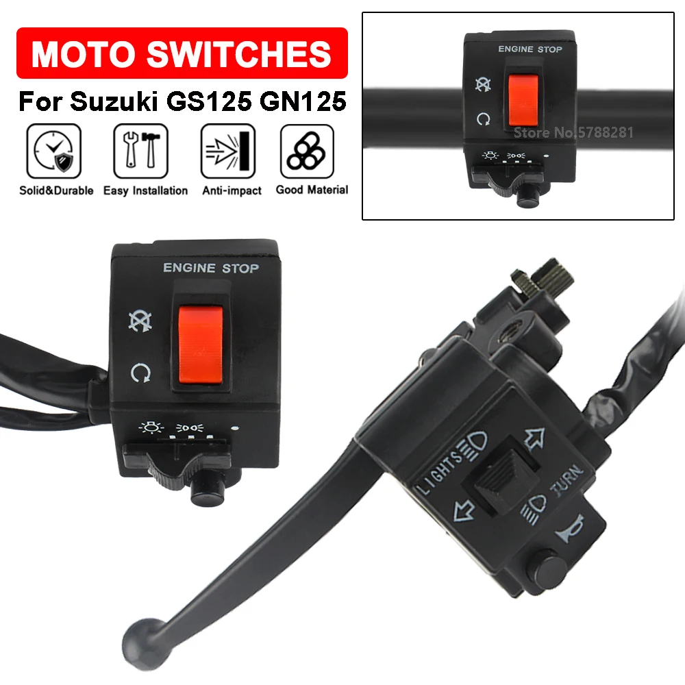 

Switch Assembly For Suzuki GS125 GN125 Multi-function Left Turn Signal Horn Clutch Lever Brake Motorcycle Handlebar Switches