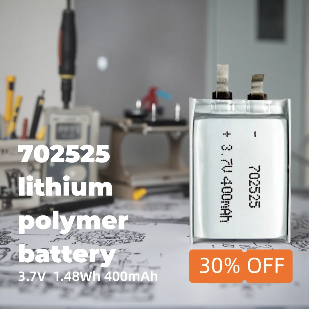 

702525 400mAh 3.7V Li-ion Battery High-Energy Rechargeable Cell for Compact Electronics, Wearables, DIY Projects