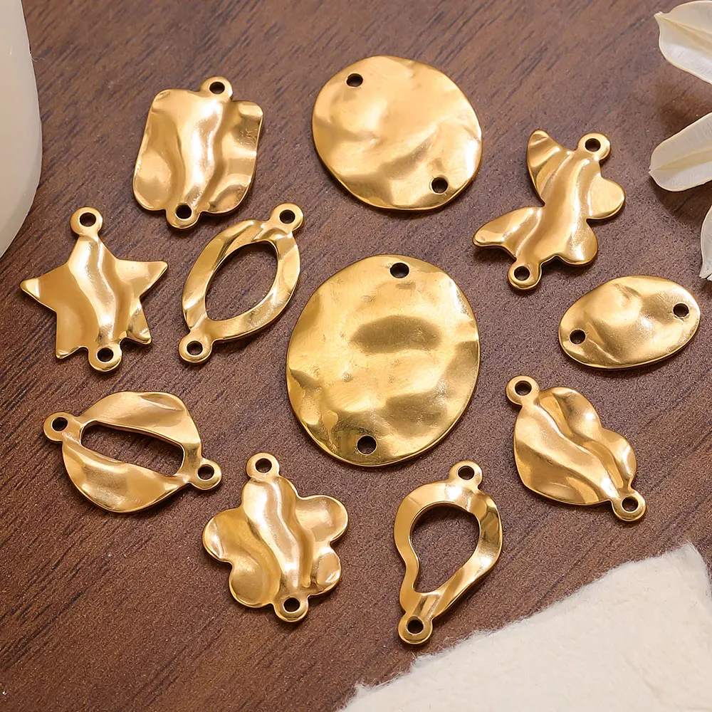 

20pcs Stainless Steel Round Flower Charms Double Holes Pendants Connectors Jewelry Making Accessory for DIY Necklace Bracelet